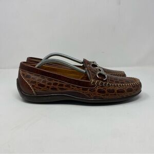 Martin Dingman Countrywear Croc Embossed Bit Loafers Brown 10M